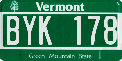 VT license plate BYK178
