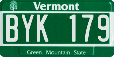 VT license plate BYK179
