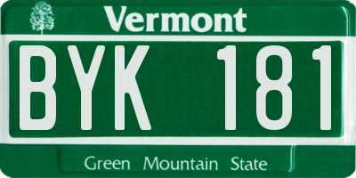 VT license plate BYK181