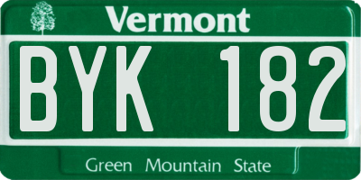 VT license plate BYK182