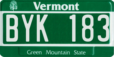 VT license plate BYK183