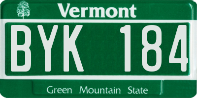 VT license plate BYK184