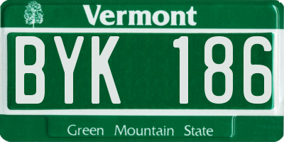 VT license plate BYK186