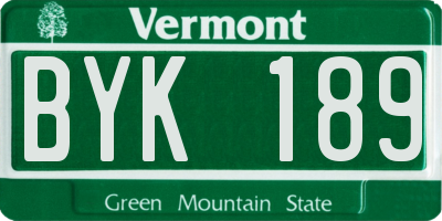 VT license plate BYK189