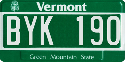 VT license plate BYK190