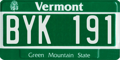 VT license plate BYK191