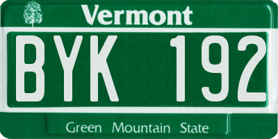 VT license plate BYK192