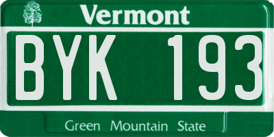 VT license plate BYK193