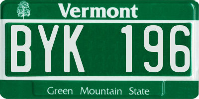 VT license plate BYK196