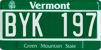 VT license plate BYK197
