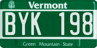 VT license plate BYK198