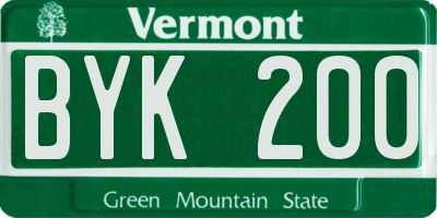 VT license plate BYK200