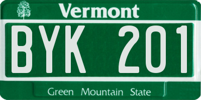 VT license plate BYK201