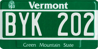 VT license plate BYK202