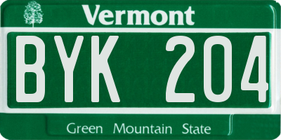 VT license plate BYK204
