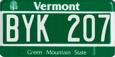 VT license plate BYK207