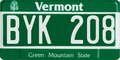 VT license plate BYK208