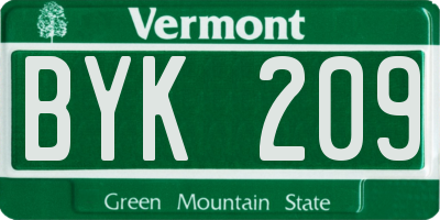 VT license plate BYK209