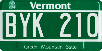 VT license plate BYK210