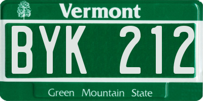 VT license plate BYK212