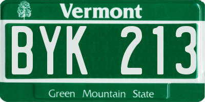 VT license plate BYK213