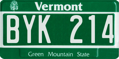 VT license plate BYK214