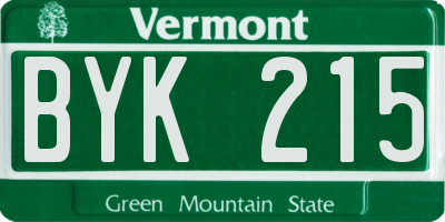 VT license plate BYK215