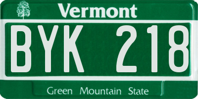 VT license plate BYK218