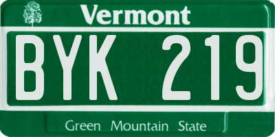 VT license plate BYK219