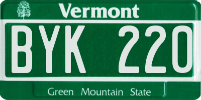 VT license plate BYK220