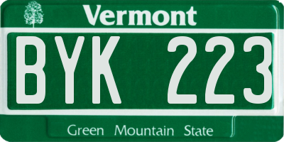 VT license plate BYK223