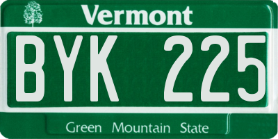 VT license plate BYK225