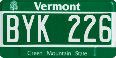 VT license plate BYK226
