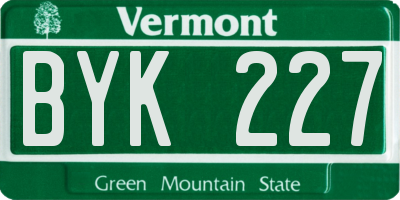 VT license plate BYK227