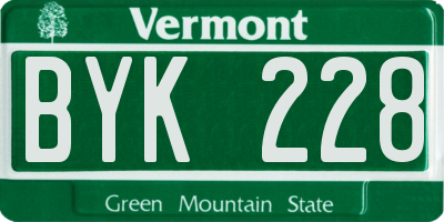 VT license plate BYK228