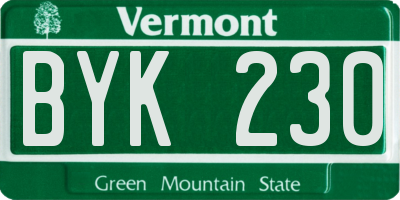 VT license plate BYK230