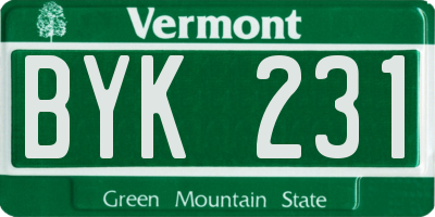 VT license plate BYK231
