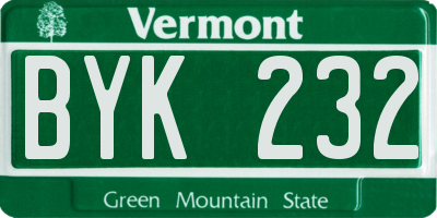 VT license plate BYK232