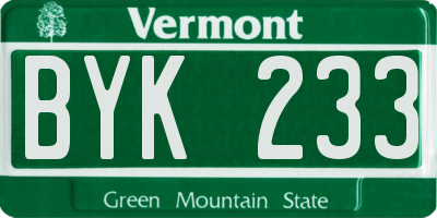 VT license plate BYK233