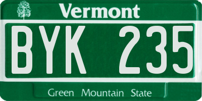 VT license plate BYK235
