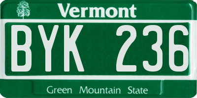 VT license plate BYK236
