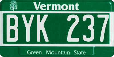 VT license plate BYK237