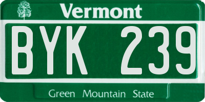 VT license plate BYK239
