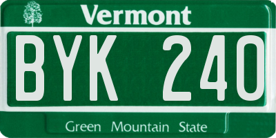 VT license plate BYK240