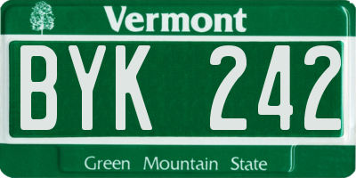 VT license plate BYK242