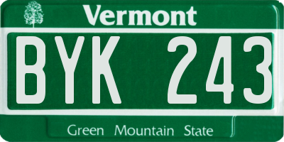VT license plate BYK243