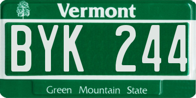 VT license plate BYK244