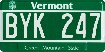 VT license plate BYK247