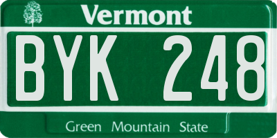 VT license plate BYK248