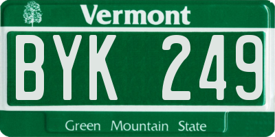 VT license plate BYK249